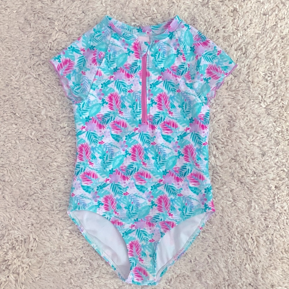 Girls Tropical Print One Piece Swimsuit